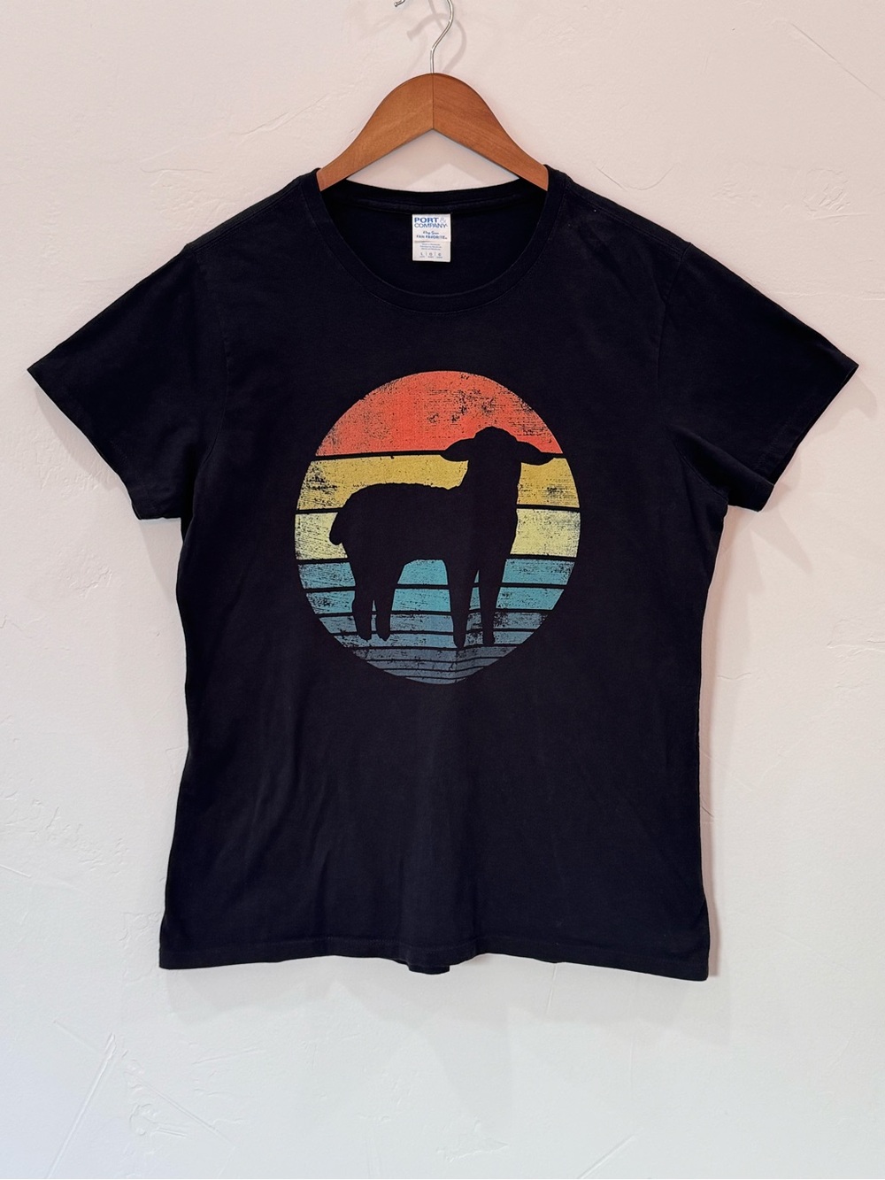 Graphic T-shirt Black Sheep Silhouette Retro Vintage Sunset Size Large